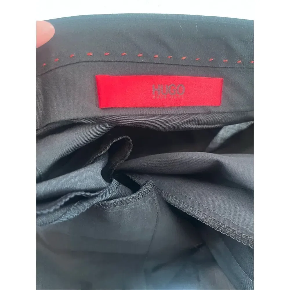 Hugo Boss EXTRA-SLIM-FIT TROUSERS IN VIRGIN-WOOL POPLIN New NWT